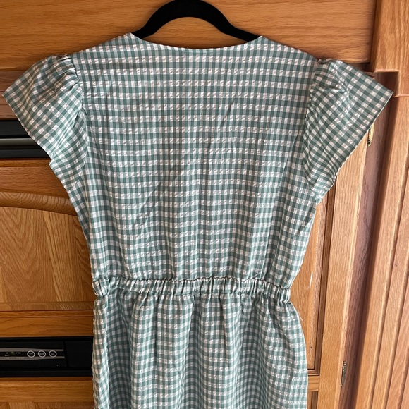 NWT * Pleione Puff Shoulder Ruffle Checkered Dress Size Medium Gingham print - Picture 11 of 15